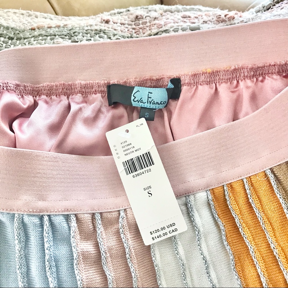 Anthropologie Eva Franco Pastel Stripe Pleated Knit Mini Skirt Size Small NWT - Picture 9 of 10